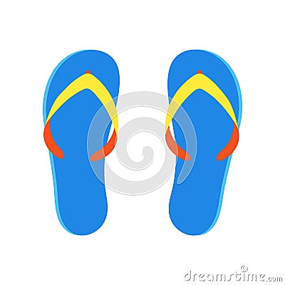 Beach slippers flip flops flat style design vector illustration isolated on white background icon sign. Vector Illustration